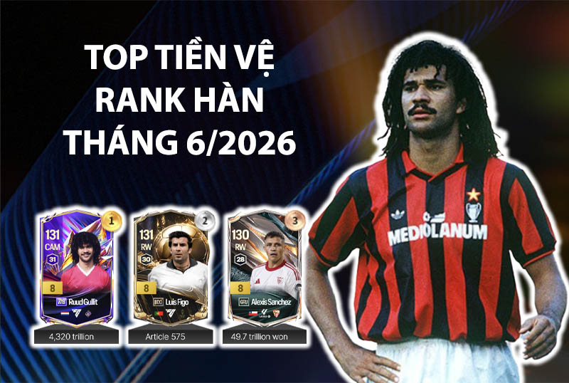 Những cầu thủ được dùng nhiều nhất FC Online tháng 6/2026 vị trí tiền vệ