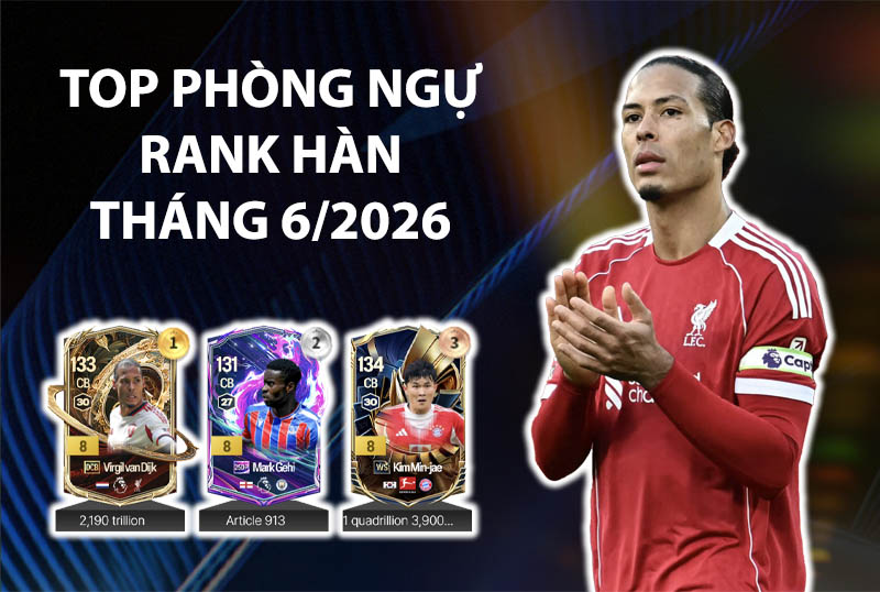 Những cầu thủ được dùng nhiều nhất FC Online tháng 6/2026 vị trí phòng ngự