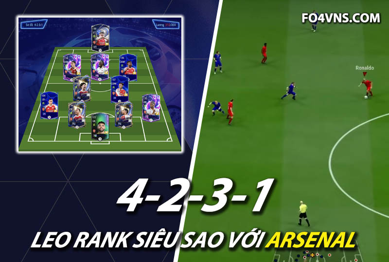 Chiến thuật FC Online : Sơ đồ 4231 team color Arsenal 25/26 rank siêu sao Hàn