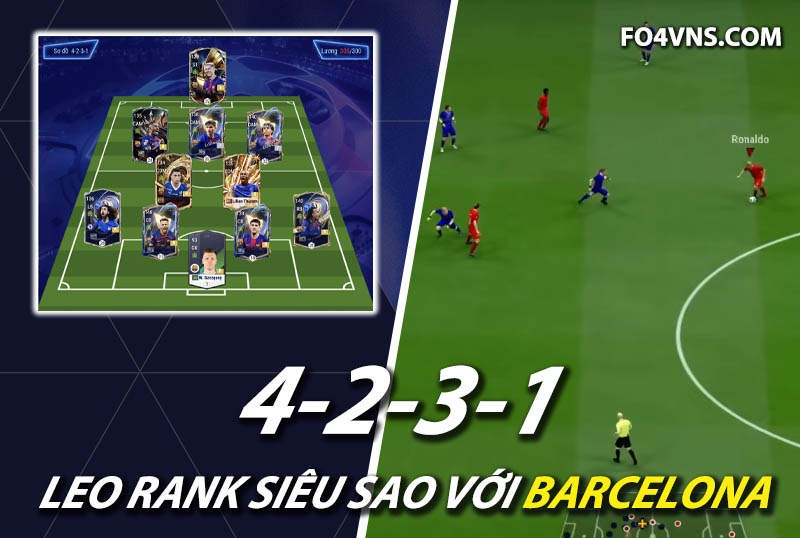 Chiến thuật FC Online : Sơ đồ 4231 team color Barcelona rank siêu sao Hàn